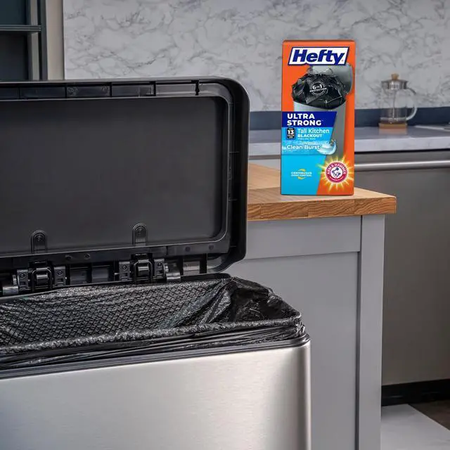 Alt view image 6 of 7 - Hefty Ultra Strong 13 Gallon Trash Bags, Tall Kitchen Trash Bags, Blackout, Clean Burst Scent, 40 Bags