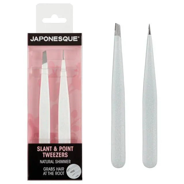 Alt view image 6 of 6 - Japonesque Slanted & Pointed Tip Tweezers, Stainless Steel, Natural Shimmer