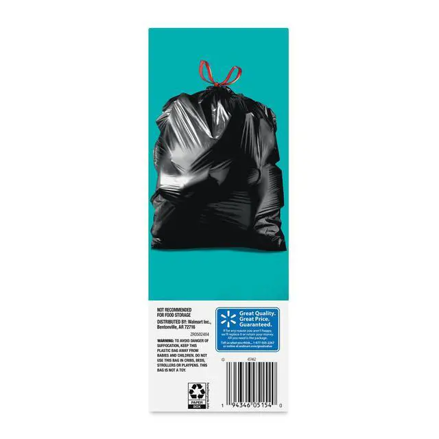 Alt view image 2 of 7 - Great Value Multi-Purpose Drawstring Trash Bags, 30 Gallon, 40 Count