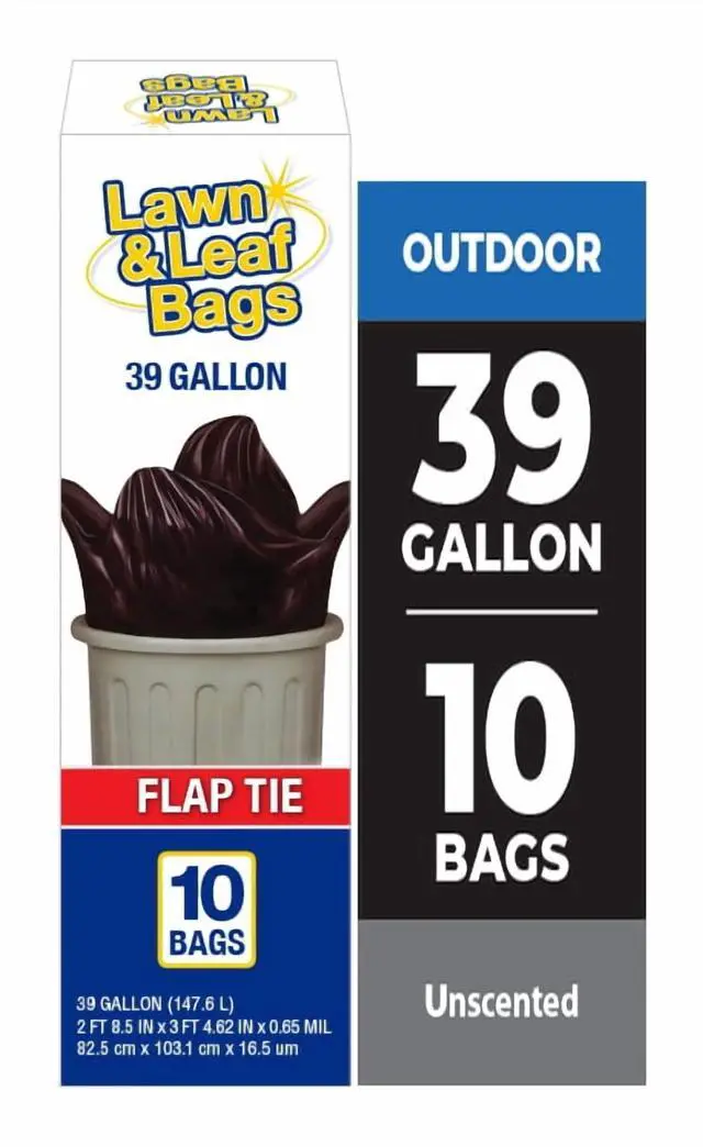 Alt view image 4 of 7 - (3 pack) Basic Lawn & Leaf Trash Bags, Flap Tie, 39 Gallon, 10 Bags