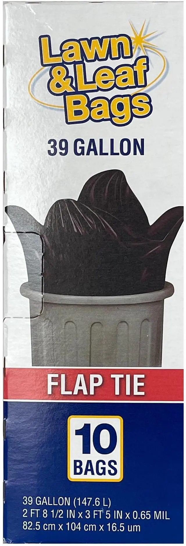 Main image of (3 pack) Basic Lawn & Leaf Trash Bags, Flap Tie, 39 Gallon, 10 Bags