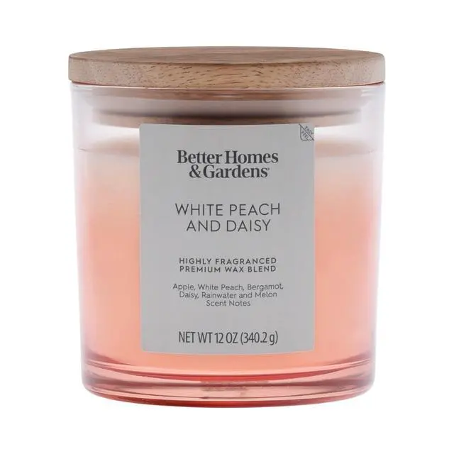 Alt view image 4 of 5 - Better Homes & Gardens White Peach & Daisy Scented 2-Wick Ombre Jar Candle, 12 oz