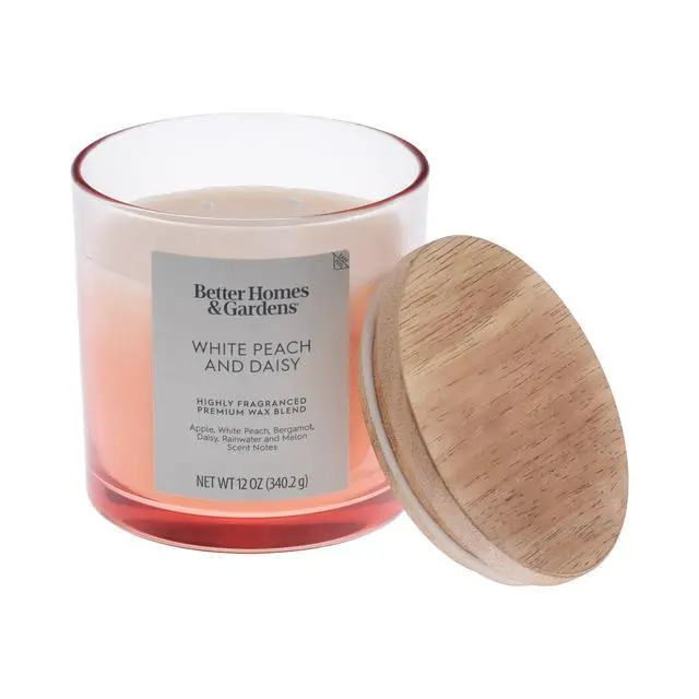 Alt view image 3 of 5 - Better Homes & Gardens White Peach & Daisy Scented 2-Wick Ombre Jar Candle, 12 oz