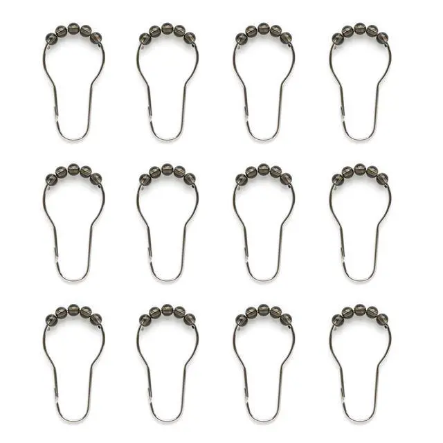 Alt view image 3 of 6 - Mainstays Eco-friendly Waterproof Recycled PEVA Dip Dye Black Ombre Shower Curtain Set with Hooks - 12 Hooks