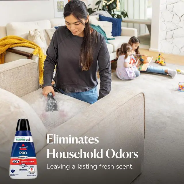 Alt view image 4 of 6 - BISSELL Advanced Pro Oxy Spot and Stain Cleaner with StainProtect, Portable Deep Cleaning Formula, Fresh Scent, Removes Stains, Eliminates Odors, and Shield Carpets, 32 fl oz, 2038W
