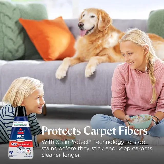 Alt view image 3 of 6 - BISSELL Advanced Pro Oxy Spot and Stain Cleaner with StainProtect, Portable Deep Cleaning Formula, Fresh Scent, Removes Stains, Eliminates Odors, and Shield Carpets, 32 fl oz, 2038W