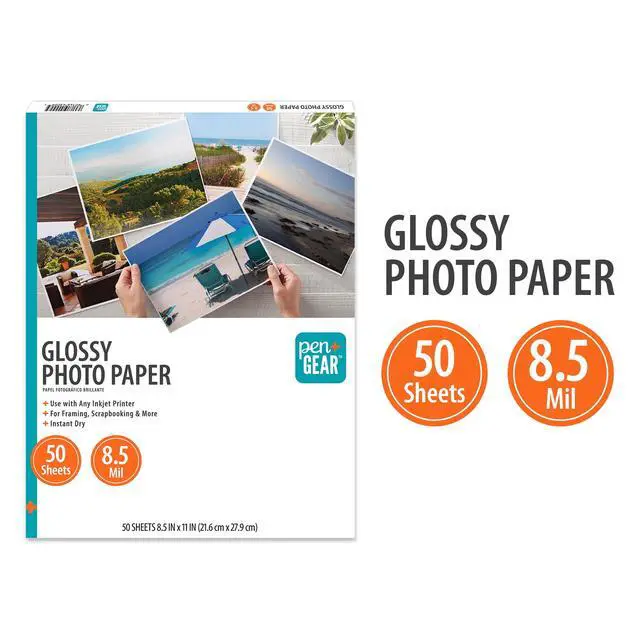 Alt view image 6 of 6 - Pen+Gear White Glossy Inkjet Photo Paper, 8.5" x 11", 8.5 Mil, 50 Sheets, New