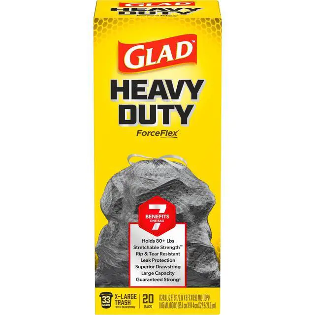 Alt view image 4 of 6 - Glad Heavy Duty ForceFlex 33-Gallon Drawstring X-Large Black Trash Bags, 20 Bags