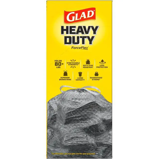 Alt view image 6 of 6 - Glad Heavy Duty ForceFlex 33-Gallon Drawstring X-Large Black Trash Bags, 20 Bags