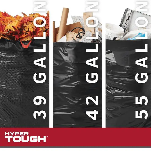 Alt view image 3 of 6 - Hyper Tough 39-Gallon Drawstring Outdoor & Lawn Trash Bags, 1.1 mil, 30 Bags