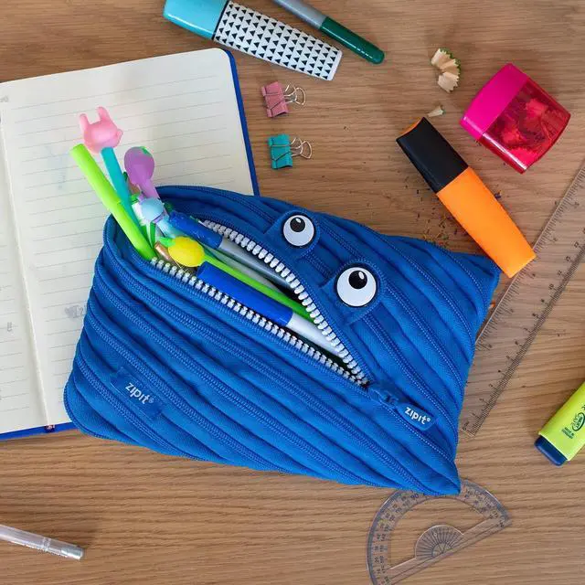 Alt view image 6 of 6 - ZIPIT Monster Large Pencil Case, Blue Pencil Pouch