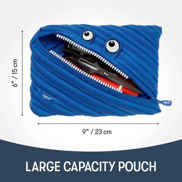 Alt view image 5 of 6 - ZIPIT Monster Large Pencil Case, Blue Pencil Pouch