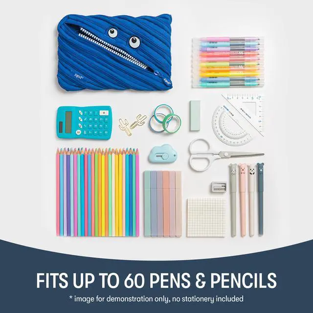 Alt view image 2 of 6 - ZIPIT Monster Large Pencil Case, Blue Pencil Pouch
