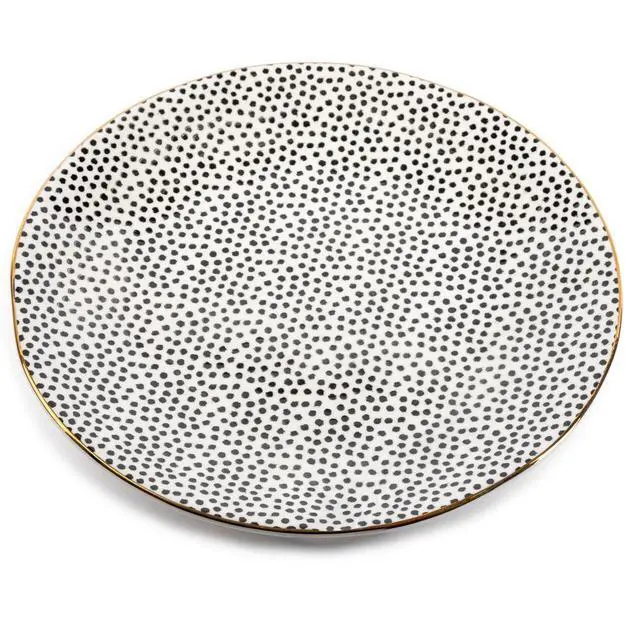 Alt view image 2 of 5 - Thyme & Table Dot Ceramic Dinner Plate Black and White
