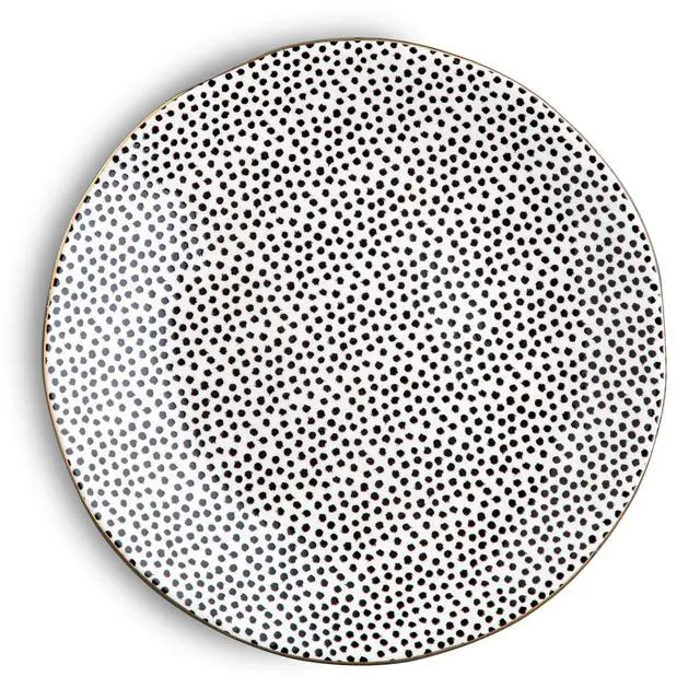 Alt view image 5 of 5 - Thyme & Table Dot Ceramic Dinner Plate Black and White