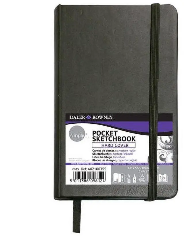 Alt view image 2 of 6 - Daler-Rowney Simply... Sketchbook, Soft White Pages, (65lb/100g), Black Hardcover Binding, 144 Pages, 3.5" x 5.5"