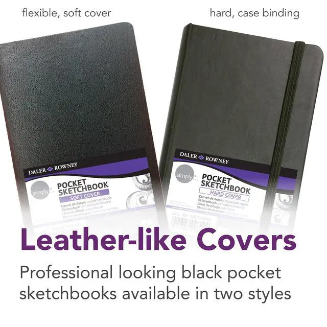 Alt view image 5 of 6 - Daler-Rowney Simply... Sketchbook, Soft White Pages, (65lb/100g), Black Hardcover Binding, 144 Pages, 3.5" x 5.5"