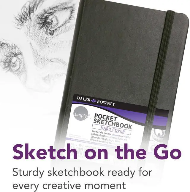 Main image of Daler-Rowney Simply... Sketchbook, Soft White Pages, (65lb/100g), Black Hardcover Binding, 144 Pages, 3.5" x 5.5"