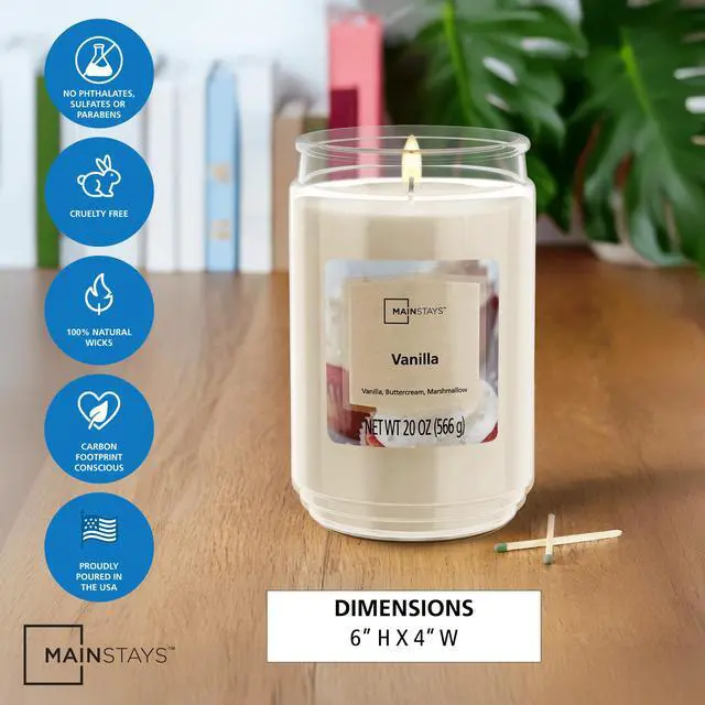 Alt view image 6 of 6 - Mainstays Vanilla Single-Wick Scented Glass Jar Candle, 20 oz