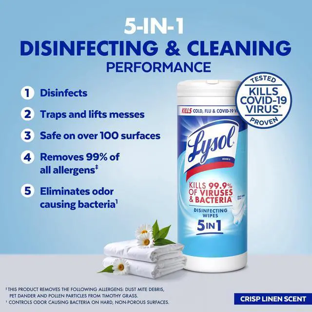 Main image of Lysol Disinfecting Wipes, All Purpose Cleaner, Multi Surface Antibacterial Cleaning Wipes, Cleaning Supplies, Lemon + Mango & Hibiscus + Crisp Linen Scent, 35 Count Each (Pack of 3)