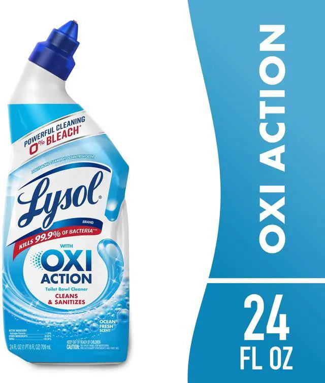 Alt view image 4 of 7 - Lysol Toilet Bowl Cleaner Clinging Gel, OXI Action, Sanitizing Bathroom Cleaner and Toilet Bowl Stain Remover, Bleach Free, 24 fl oz