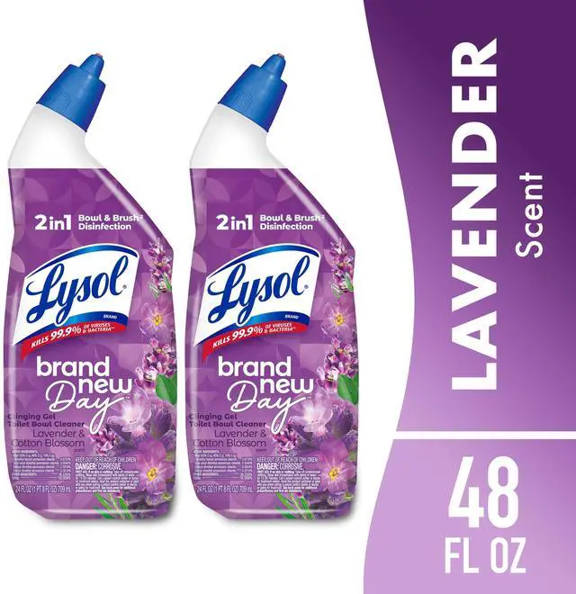 Alt view image 5 of 7 - Lysol Toilet Bowl Cleaner Clinging Gel, Disinfecting Bathroom Cleaner and Toilet Bowl Stain Remover, Lavender & Cotton Blossom Scent, 24 fl oz (2 Pack)