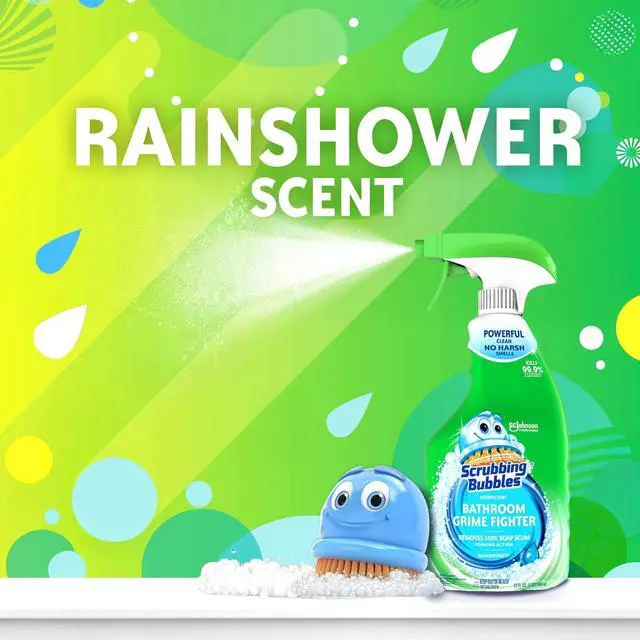 Alt view image 2 of 6 - Scrubbing Bubbles Disinfectant Bathroom Shower & Tub Cleaner Grime Fighter Spray, Rainshower 32 oz