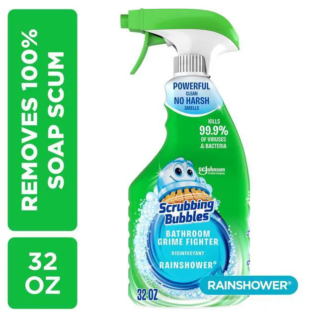 Alt view image 5 of 6 - Scrubbing Bubbles Disinfectant Bathroom Shower & Tub Cleaner Grime Fighter Spray, Rainshower 32 oz