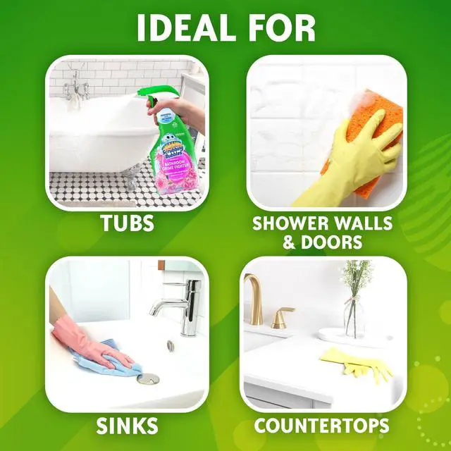 Alt view image 4 of 6 - Scrubbing Bubbles Disinfectant Bathroom Shower & Tub Cleaner Grime Fighter Spray, Floral Fusion, 32 oz
