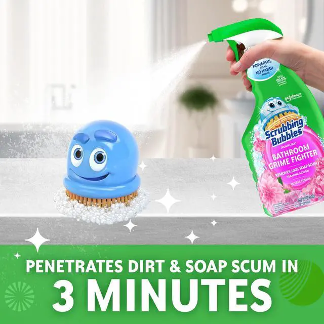 Main image of Scrubbing Bubbles Disinfectant Bathroom Shower & Tub Cleaner Grime Fighter Spray, Floral Fusion, 32 oz