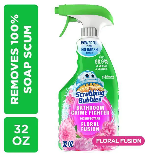 Alt view image 3 of 6 - Scrubbing Bubbles Disinfectant Bathroom Shower & Tub Cleaner Grime Fighter Spray, Floral Fusion, 32 oz