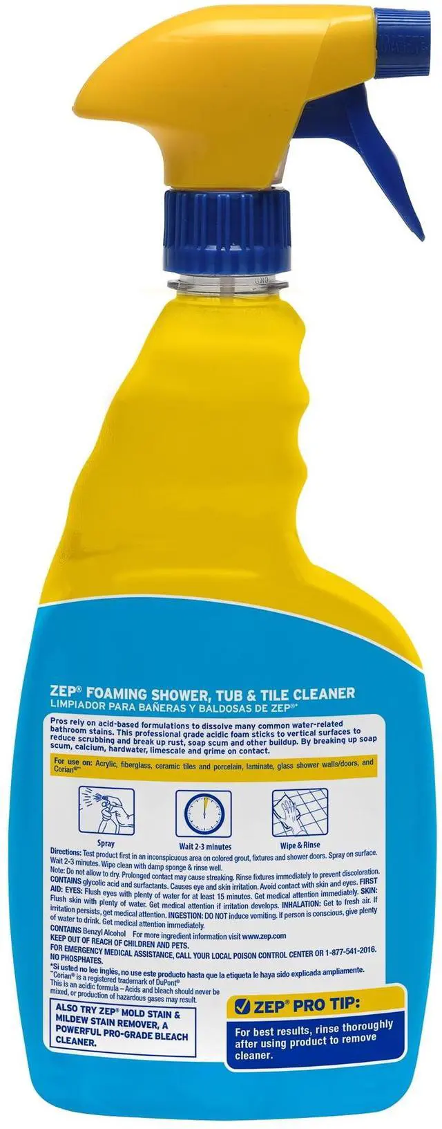 Alt view image 5 of 6 - Zep Foaming Tub and Tile Cleaner, Morning Rain Scent, 32 fl oz