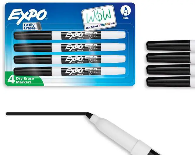 Alt view image 5 of 6 - EXPO Low Odor Dry Erase Markers, Fine Tip, Black, 4 Count