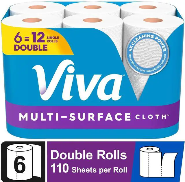 Main image of Viva Multi-Surface Cloth Paper Towels, 6 Double Rolls, 110 Sheets per Roll