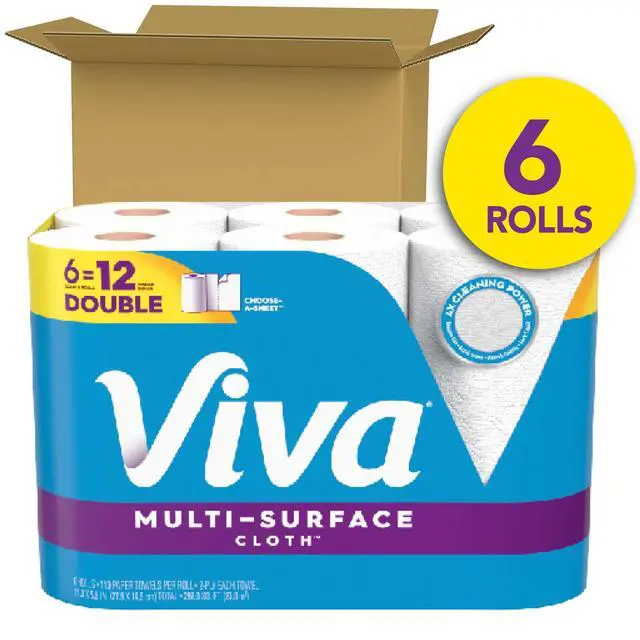 Alt view image 3 of 6 - Viva Multi-Surface Cloth Paper Towels, 6 Double Rolls, 110 Sheets per Roll