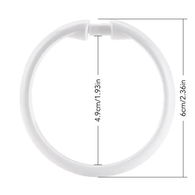Alt view image 5 of 6 - (4 pack) Mainstays White Plastic Durable O-Shaped Shower Curtain Ring Hooks, 12 Count