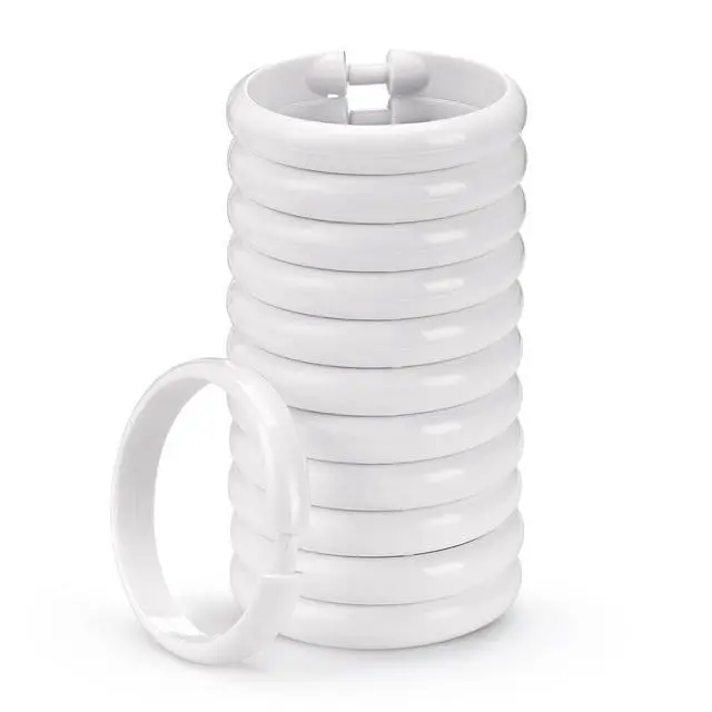 Alt view image 4 of 6 - (4 pack) Mainstays White Plastic Durable O-Shaped Shower Curtain Ring Hooks, 12 Count