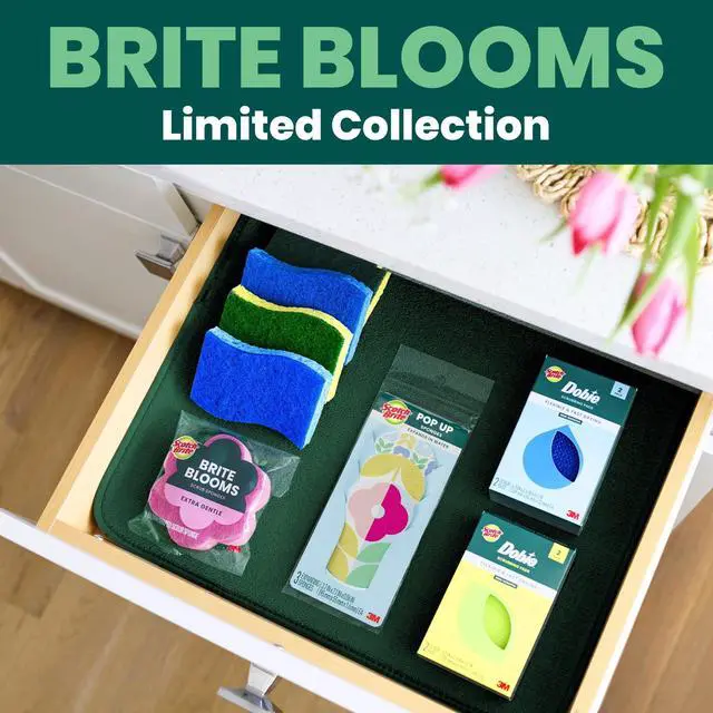 Main image of Scotch-Brite Brite Blooms Collection, 2 Extra Gentle Scrub Sponges and 4 Dobie Non-Scratch Sponges