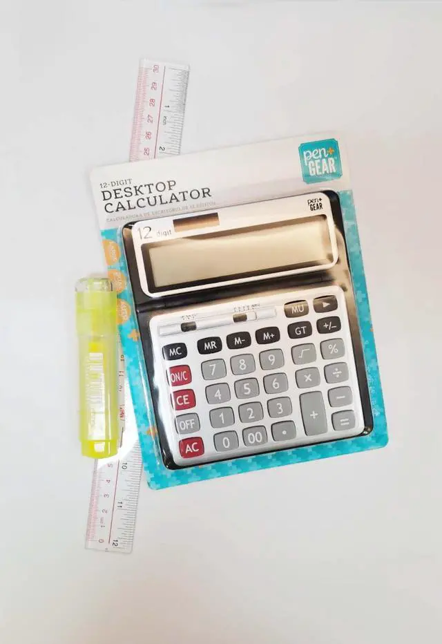 Alt view image 2 of 6 - Pen+Gear 12 Digit Large Display Desktop Calculator, Gray, Office, Elementary school, middle school
