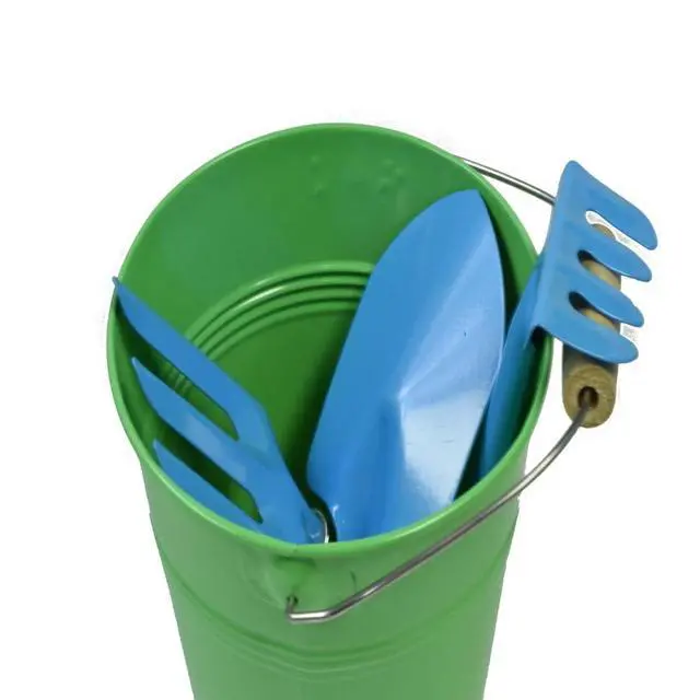 Alt view image 6 of 7 - G & F Products Just For Kids 3-Piece Garden Tool Set with Water Pail, Kid-Friendly Metal Tools