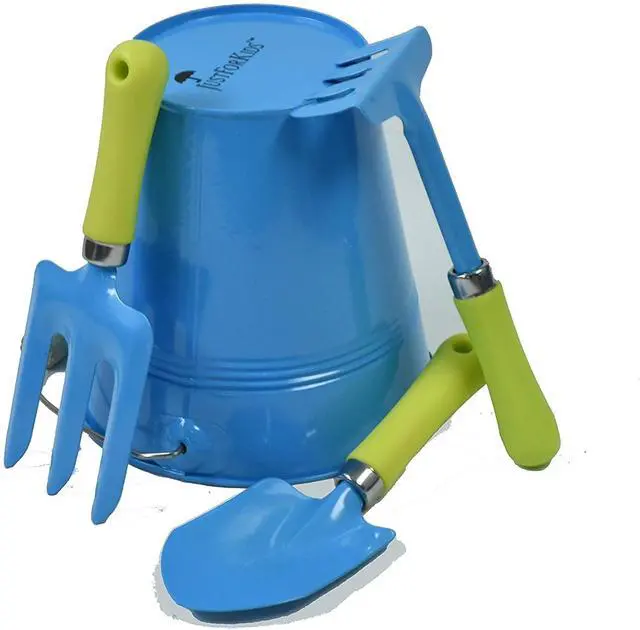 Alt view image 4 of 7 - G & F Products Just For Kids 3-Piece Garden Tool Set with Water Pail, Kid-Friendly Metal Tools