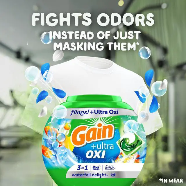 Alt view image 5 of 6 - Gain Flings Ultra Oxi Laundry Detergent Pacs, Waterfall Delight Scent, 31 Count