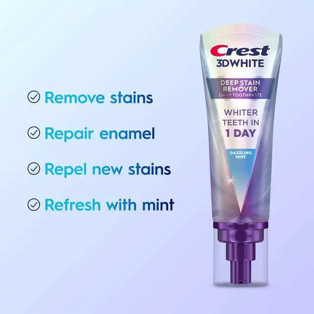 Alt view image 6 of 7 - Crest Toothpaste, 3DWhite Brilliance Deep Stain Remover Dazzling Mint Toothpaste, 3.1oz