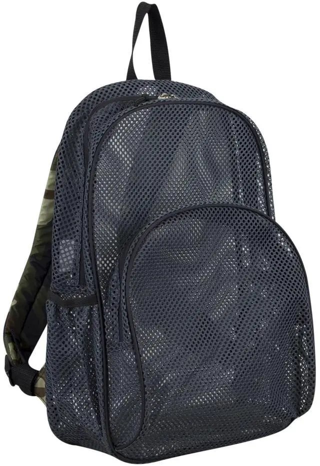 Alt view image 3 of 6 - Eastsport Mesh Backpack With Adjustable Padded Shoulder Straps, Graphite/Camo