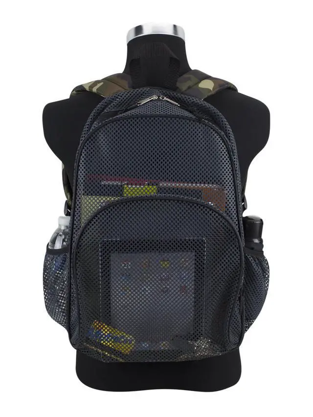 Alt view image 4 of 6 - Eastsport Mesh Backpack With Adjustable Padded Shoulder Straps, Graphite/Camo