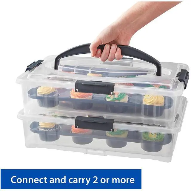 Alt view image 5 of 6 - Mainstays Dessert Carrier, Rectangular Design, Clear Plastic with Dark Gray Handle and Clasps, Includes Slice-and-Serve Utensil (1 Each) 18" x 12" x 4.3"