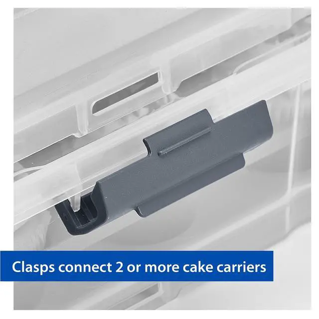 Alt view image 2 of 6 - Mainstays Dessert Carrier, Rectangular Design, Clear Plastic with Dark Gray Handle and Clasps, Includes Slice-and-Serve Utensil (1 Each) 18" x 12" x 4.3"