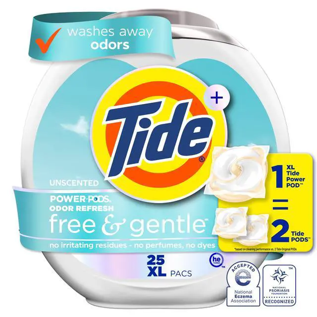 Alt view image 3 of 6 - Tide Power PODS Free and Gentle Odor Refresh Laundry Detergent Packs, 25 Count