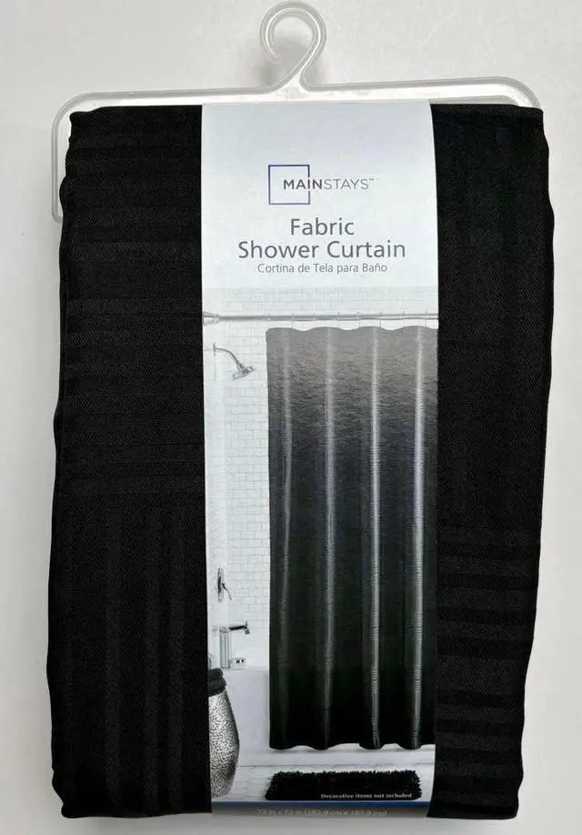 Main image of Mainstays Henderson Black Mosaic Polyester Shower Curtain, 72 in x 72 in