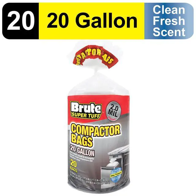 Alt view image 2 of 7 - Brute Super Tuff® Compactor Trash Bags, 20 Gallon, 20 Bags (Twist Tie)